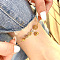 304 Stainless Steel Coin Link Chain Anklets with Bell Charm, Golden, 7-7/8 inch(200mm)