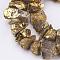 Electroplated Natural Quartz Crystal Bead Strands, Nuggets, Golden Plated, 10~24.5x5.5~16x2~23mm, Hole: 1mm, about 54~64pcs/strand, 15.1~15.9 inch