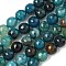 Natural Agate Beads Strands, Dyed & Heated, Faceted, Round, Teal, 10mm, Hole: 0.8mm, about 37pcs/strand, 14.96''(38cm)