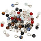 64Pcs 8 Styles Mixed Gemstone European Dangle Charm, Large Hole Round Charms, with Tibetan Style Antique Silver Plated Alloy Hangers, 23mm, Pendant: 14mm, 8pcs/style