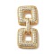 Brass Micro Pave Clear Cubic Zirconia Fold Over Clasps, Cadmium Free & Nickel Free & Lead Free, Square, Real 18K Gold Plated, 38x17mm, Hole: 6x6.5mm