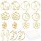 SUNNYCLUE 1 Box 32Pcs 8 Styles Alloy Open Back Bezel Pendants Moon Star Flat Round with Cat Flower Hollow Frame Charms for UV Resin Crafts Jewelry Making