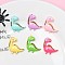 Opaque Resin Decoden Cabochons, Dinosaur with Glitter Powder, Mixed Color, 20x21mm
