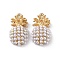Golden Plated Alloy Resin Fruit Pendants, Pineapple Charms, Cadmium Free & Lead Free, Nickel, White, 23x12x6mm, Hole: 1.8mm