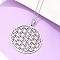 Non-Tarnish 201 Stainless Steel Pendant Necklaces, with Cable Chains and Lobster Claw Clasps, Flower of Life, Stainless Steel Color, 17.71 inch(45cm), 1.5mm