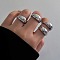 4Pcs Alloy Open Cuff Rings Kit for Women, Platinum, Inner Diameter: 17.2~17.3mm