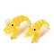 Handmade Lampwork Pendants, Shrimp Charms, Yellow, 19x35x18.5mm, Hole: 2.5x3mm