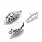Tarnish Resistant 304 Stainless Steel Box Clasps, Multi-Strand Clasps, Oval, Stainless Steel Color, 21x8x5mm, Hole: 1.2mm