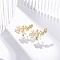 Rack Plating Flower Brass Micro Pave Clear Cubic Zirconia Cuff Earrings, Lead Free & Cadmium Free, Real 18K Gold Plated, 13.5x23mm