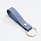 PU Leather Keychain, Steel Blue, 9.5x1.6cm