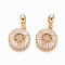 Brass Micro Pave Clear Cubic Zirconia European Dangle Charms, Large Hole Pendants, for Jewish, Flat Round with Star of David, Golden, 26mm, Hole: 5mm, Flat Round: 18x16x3mm