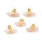 Natural Rose Quartz Double Terminal Pointed Pendants, Faceted Bullet Charm, with Ion Plating(IP) Golden Plated Brass Findings, 9x15~17x7.5mm, Hole: 3.5x2.5mm