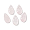 Natural Rose Quartz Faceted Pendants, Teardrop Charms, 25x13x4mm, Hole: 1mm
