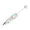 Resin & Polymer Clay Pave Rhinestone Ball-Point Pen, Iron Beadable Pen, for DIY Personalized Pen with Jewelry Beads, Apple, 147.5~151x15~20mm
