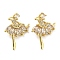 Rack Plating Brass Cubic Zirconia Pendants, Real 18K Gold Plated, Cadmium Free & Lead Free, Ballet, Clear, 19.5x14x2mm, Hole: 5x2.5mm