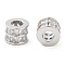Brass Micro Pave Clear Cubic Zirconia Beads, Cadmium Free & Nickel Free & Lead Free, Column, Platinum, 6.5x5.5mm, Hole: 3mm