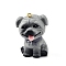 Cute Opaque Resin Pendants, Schnauzer, with Golden Iron Loop, Gray, 51.5x36.5x33.5mm, Hole: 2.5mm