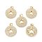 Brass Micro Pave Clear Cubic Zirconia Pendants, with Jump Ring, Long-Lasting Plated, Flat Round with Hollow Out Star, Real 18K Gold Plated, 22x19x2mm, Jump Rings: 5x1mm, 3mm Inner Diameter