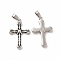 Ion Plating(IP) 304 Stainless Steel Pendants, 201 Stainless Steel Clasp, Cross Charms, Antique Silver, 26x17x3mm, Hole: 3x6mm