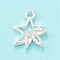 Clear Glass Pendnants, with Brass Findings, Star Charms, Silver, 11x9x2mm, Hole: 1.4mm