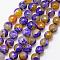 Natural Fire Crackle Agate Bead Strands, Round, Grade A, Faceted, Dyed & Heated, Mauve, 10mm, Hole: 1mm, about 37pcs/strand, 15 inch