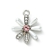 Alloy and Rhinestone Pendant, with Resin, Flower, Platinum, 19x16x5mm, Hole: 1.6mm
