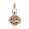 Golden Plated Brass Hollow Round Cage Pendants, with No Hole Spray Painted Brass Round Beads, Olive Drab, 35x25x21mm, Hole: 3X8mm