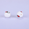 Printed Round with Snowman Pattern Silicone Focal Beads, White, 15x15mm, Hole: 2mm