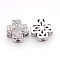 Clover Brass Micro Pave Cubic Zirconia Hollow Beads, Platinum, 11x11x4mm, Hole: 1mm
