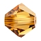 Preciosa® Crystal Beads, Czech Crystal, Bicone(451 69 302 Rondelle), 10330 Lt.Col.Topaz, 4mm, Hole: 0.8mm