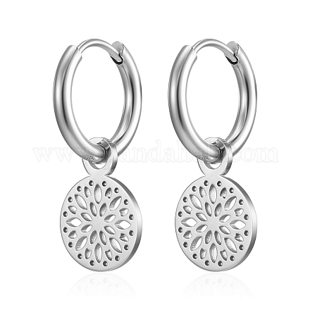 Круглые серьги-подвески из нержавеющей стали WC9613-2-1