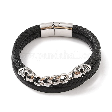 Плетеные браслеты из микрофибры и кожи BJEW-B096-08I-1