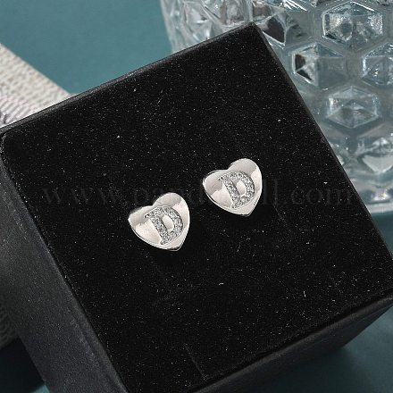 Серьги-гвоздики из латуни с микропаве из прозрачного кубического циркония EJEW-K299-01P-D-1