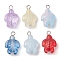 Transparent Glass Pendants, with Platinum Iron Flat Head Loop, Tortoise, Mixed Color, 22x14x8mm, Hole: 1.5mm