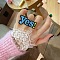 Word Yes Resin Enamel Finger Rings for Women Girls, Light Sky Blue, Inner Diameter: 15~22mm