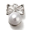 ABS Imitation Pearl Pendants, with Alloy Findings, Bowknot, Platinum, 18.5x13.5x11mm, Hole: 2.4mm