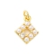 Real 18K Gold Plated Rack Plating Brass Micro Pave Cubic Zirconia Pendants, Long-Lasting Plated, Lead Free & Cadmium Free, Rhombus, 12x10x3mm, Hole: 3mm.