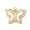 Brass Micro Pave Clear Cubic Zirconia Pendants, Cadmium Free & Lead Free, with Synthetic Opal and Jump Ring, Real 18K Gold Plated, Butterfly, 17x24x2.7mm, Hole: 3.6mm