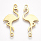201 Stainless Steel Links connectors, Laser Cut Links, Flamingo Shape, Golden, 28.5x13x1mm, Hole: 1.5mm