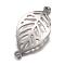 Tarnish Resistant 201 Stainless Steel Links connectors, Leaf, Stainless Steel Color, 29x14x1mm, Hole: 1mm