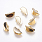 Brass Ribbon Crimp Ends, Semicircle, Real 18K Gold Plated, 10x15mm, Hole: 1x3mm