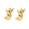 304 Stainless Steel Stud Earring Findings, Moon, 12x9mm, Hole: 1.4mm, Pin: 10.5x0.5mm.