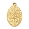304 Stainless Steel Pendants, Textured, Oval with Eye Charm, Golden, 27x16.5x2mm, Hole: 2.5mm