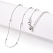 Brass Ball Boston Link Chain Necklaces, with Lobster Claw Clasps, Real Platinum Plated, 17.72x0.02 inch(450x0.5mm)