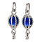 Alloy Pendants, with Cat Eye Inside, Hot Air Balloon, Platinum, Blue, 21.5x11x11mm, Hole: 5.5mm