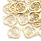 201 Stainless Steel Links connectors, Laser Cut Links, Heart with Flower, Golden, 15.5x19.5x1mm, Hole: 1.8mm