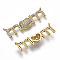 Brass Micro Pave Cubic Zirconia Links connectors, for Mother's Day, Real 18K Gold Plated, Word Mom with Heart, Clear, 27.5x8x3.5mm, Hole: 1mm