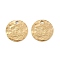 304 Stainless Steel Pendants, Flat Round with Hand & Sun, Real 14K Gold Plated, 15.5x1.5mm, Hole: 2mm