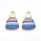 Winter Theme Printed Alloy Pendants, Lead Free & Cadmium Free & Nickel Free, Hat Charms, Golden, Cornflower Blue, 18x13x2mm, Hole: 1.6mm