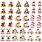 36Pcs 9 Style Christmas Theme Alloy Enamel Pendants, Light Gold, Mixed Shapes, 20~25x11~24x1~2mm, Hole: 1.4~2mm, 4pcs/style